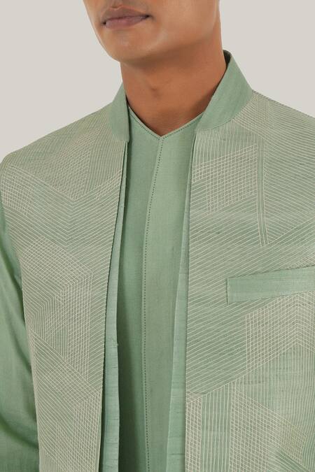 Buy Dhruv Vaish Green Silk Embroidery Thread Mint Jawahar Jacket Online at Aza Fashions Buy_Dhruv Vaish_Green Silk Embroidery Thread Mint Jawahar Jacket _Online_at_Aza_Fashions