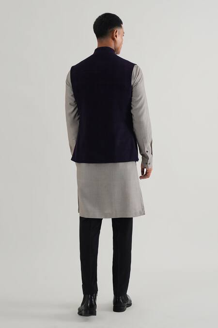 Shop Dhruv Vaish Purple Silk Embroidery Metal Jawahar Jacket at Aza Fashions Shop_Dhruv Vaish_Purple Silk Embroidery Metal Jawahar Jacket_at_Aza_Fashions