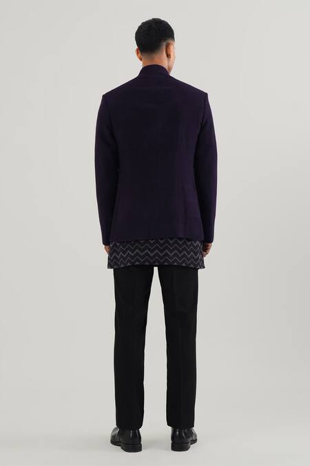 Shop Dhruv Vaish Purple Silk Pintuck Bandhgala at Aza Fashions Shop_Dhruv Vaish_Purple Silk Pintuck Bandhgala_at_Aza_Fashions