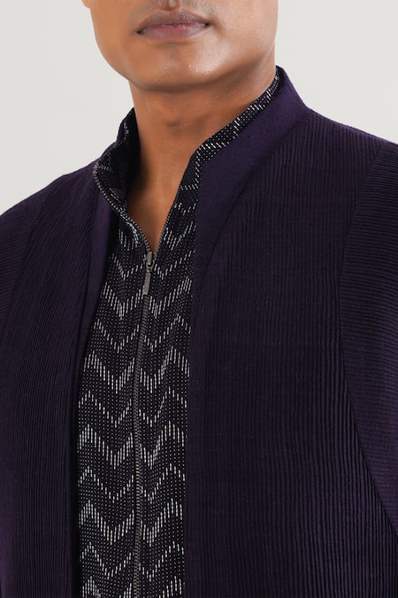 Shop Dhruv Vaish Purple Silk Pintuck Bandhgala Online at Aza Fashions Shop_Dhruv Vaish_Purple Silk Pintuck Bandhgala_Online_at_Aza_Fashions