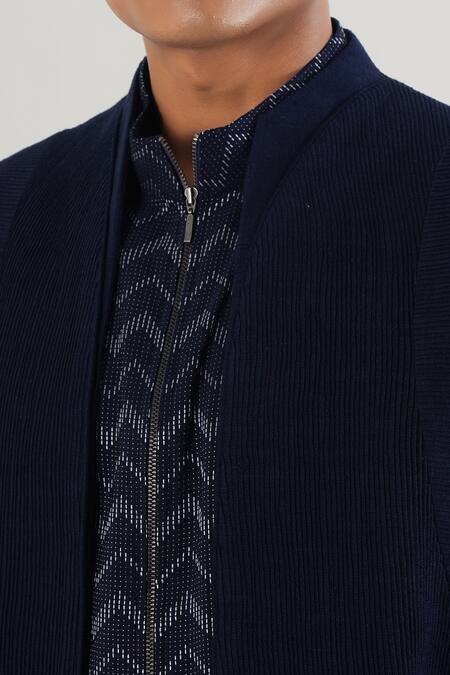 Buy Dhruv Vaish Blue Silk Embroidery Contrasting Pintuck Bandhgala Online at Aza Fashions Buy_Dhruv Vaish_Blue Silk Embroidery Contrasting Pintuck Bandhgala_Online_at_Aza_Fashions