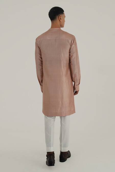 Shop Dhruv Vaish Pink Silk Embroidery Floral Metallic Kurta Set at Aza Fashions Shop_Dhruv Vaish_Pink Silk Embroidery Floral Metallic Kurta Set_at_Aza_Fashions