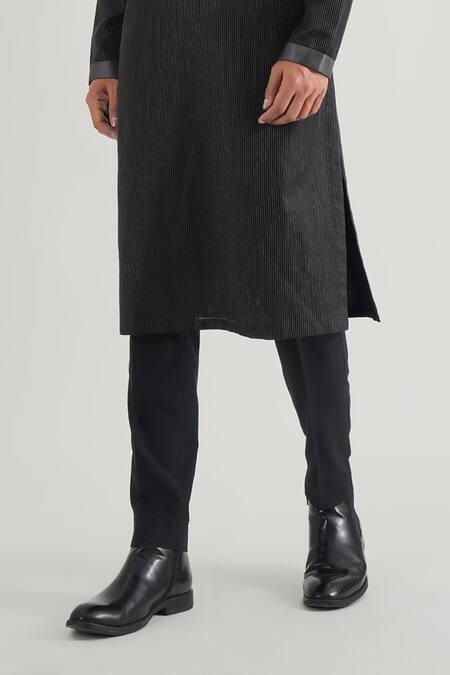 Buy Dhruv Vaish Black Chanderi Embroidery Stitchline Thread Kurta Set Online at Aza Fashions Buy_Dhruv Vaish_Black Chanderi Embroidery Stitchline Thread Kurta Set_Online_at_Aza_Fashions