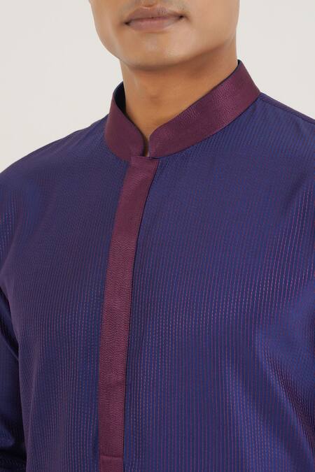 Buy Dhruv Vaish Blue Cotton, Silk, Chanderi Embroidery Thread Kurta And Pant Set Online at Aza Fashions Buy_Dhruv Vaish_Blue Cotton, Silk, Chanderi Embroidery Thread Kurta And Pant Set_Online_at_Aza_Fashions