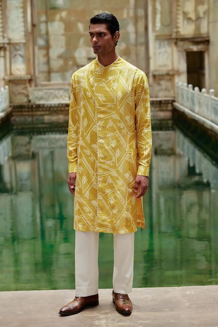 Dhruv Vaish Chanderi Printed Kurta Set 