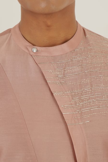 Buy Dhruv Vaish Pink Silk, Cotton Zari Placement Embroidered Kurta And Pant Set Online at Aza Fashions Buy_Dhruv Vaish_Pink Silk, Cotton Zari Placement Embroidered Kurta And Pant Set_Online_at_Aza_Fashions