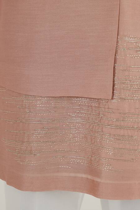 Shop Dhruv Vaish Pink Silk, Cotton Zari Placement Embroidered Kurta And Pant Set Online at Aza Fashions Shop_Dhruv Vaish_Pink Silk, Cotton Zari Placement Embroidered Kurta And Pant Set_Online_at_Aza_Fashions