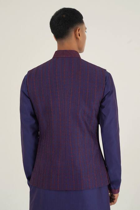 Buy Dhruv Vaish Blue Silk Embroidery Thread Jawahar Jacket Online at Aza Fashions Buy_Dhruv Vaish_Blue Silk Embroidery Thread Jawahar Jacket _Online_at_Aza_Fashions