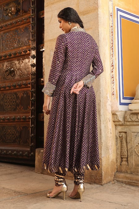 Label Niti Bothra Silk Floret Butti Print Anarkali Churidar Set 