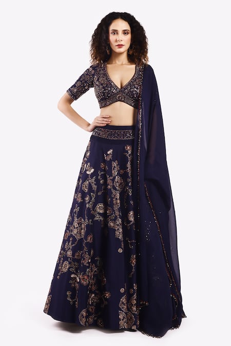 Onaya Zari Embroidered Floral Lehenga Set 