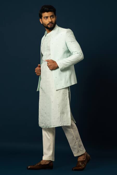 Buy Yoseba Blue Bamboo, Cotton Sequins, Embroidery Alwa Work Jacket And Pyjama Set Online at Aza Fashions Buy_Yoseba_Blue Bamboo, Cotton Sequins, Embroidery Alwa Work Jacket And Pyjama Set _Online_at_Aza_Fashions