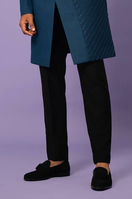 Buy Yoseba Blue Cotton Cut Work Cutdana Embroidered Achkan With Pant Online at Aza Fashions Buy_Yoseba_Blue Cotton Cut Work Cutdana Embroidered Achkan With Pant _Online_at_Aza_Fashions