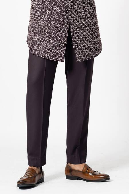 Shop Yoseba Wine Beads, Embroidery Merlot Floral Achkan With Pant Online at Aza Fashions Shop_Yoseba_Wine Beads, Embroidery Merlot Floral Achkan With Pant _Online_at_Aza_Fashions