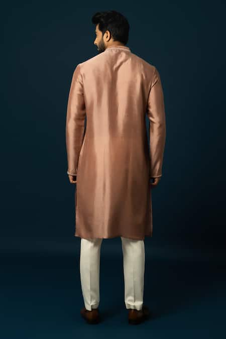 Shop Yoseba Pink Bamboo, Maheshwari Embroidery Sienna French Knot Kurta With Pyjama at Aza Fashions Shop_Yoseba_Pink Bamboo, Maheshwari Embroidery Sienna French Knot Kurta With Pyjama _at_Aza_Fashions