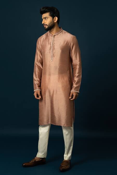 Buy Yoseba Pink Bamboo, Maheshwari Embroidery Sienna French Knot Kurta With Pyjama Online at Aza Fashions Buy_Yoseba_Pink Bamboo, Maheshwari Embroidery Sienna French Knot Kurta With Pyjama _Online_at_Aza_Fashions