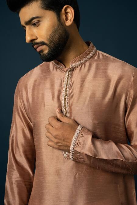 Buy Yoseba Pink Bamboo, Maheshwari Embroidery Sienna French Knot Kurta With Pyjama Buy_Yoseba_Pink Bamboo, Maheshwari Embroidery Sienna French Knot Kurta With Pyjama