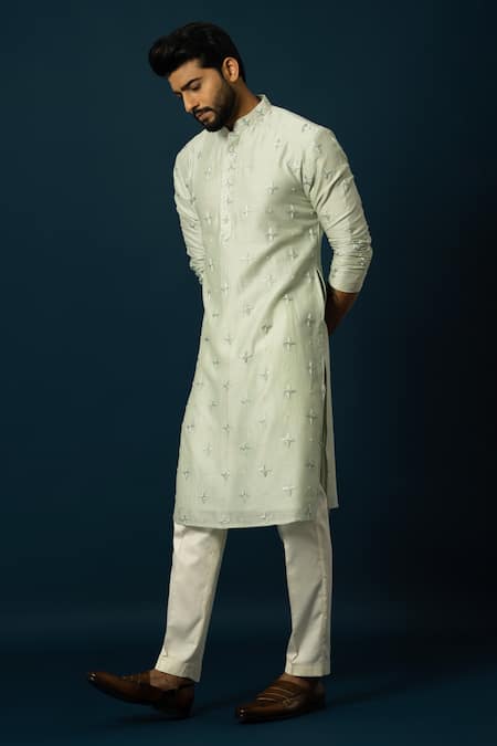 YOSEBA Star Cutdana Embroidered Straight Kurta With Pyjama 