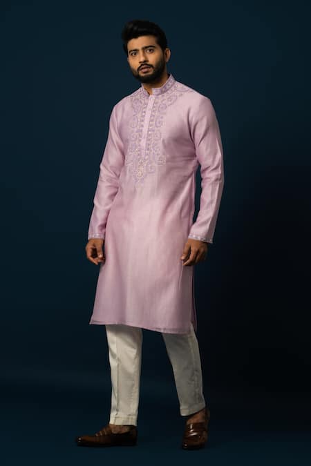 YOSEBA Amethyst Embroidered Straight Kurta With Pyjama 