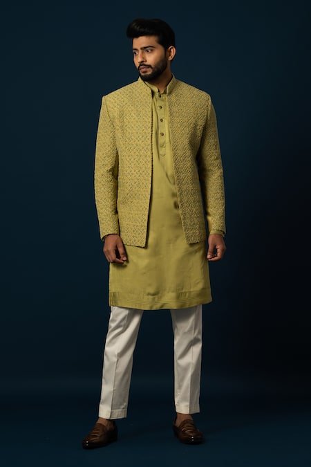 YOSEBA Verdent Embroidered Jacket & Kurta Set 