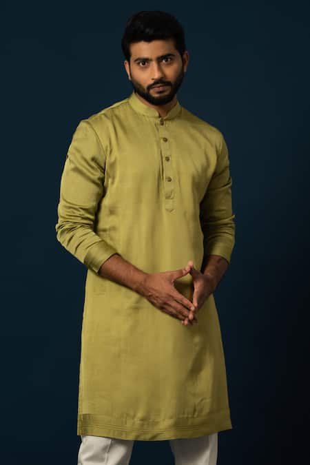 Yoseba Green Bamboo, Cotton Embroidery Verdent Pintuck Detail Kurta With Pyjama Online at Aza Fashions Yoseba_Green Bamboo, Cotton Embroidery Verdent Pintuck Detail Kurta With Pyjama _Online_at_Aza_Fashions