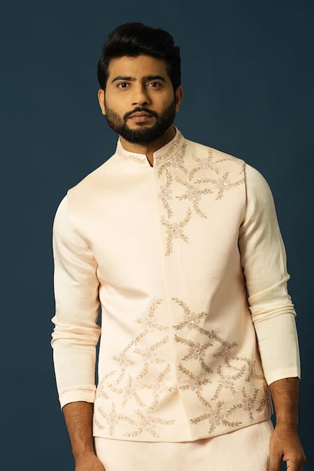 Buy Yoseba Blush Linen, Satin, Cotton Embroidery Abstract Bundi And Kurta Set Online at Aza Fashions Buy_Yoseba_Blush Linen, Satin, Cotton Embroidery Abstract Bundi And Kurta Set _Online_at_Aza_Fashions