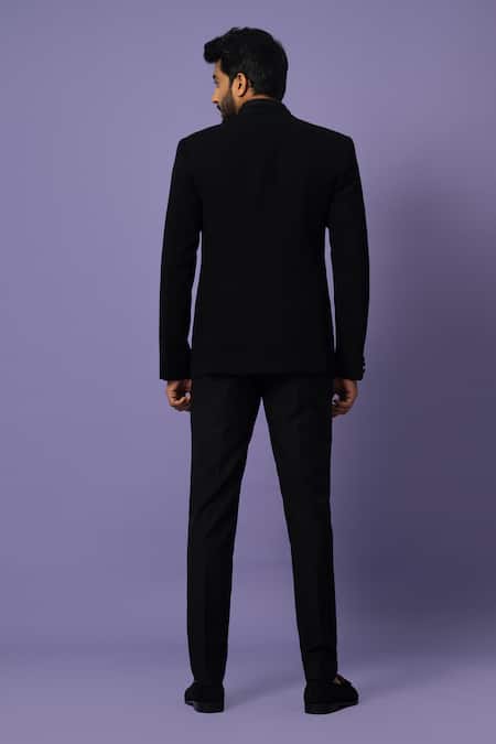 Shop Yoseba Black Embroidery Pintuck Detailed Blazer With Trouser at Aza Fashions Shop_Yoseba_Black Embroidery Pintuck Detailed Blazer With Trouser _at_Aza_Fashions