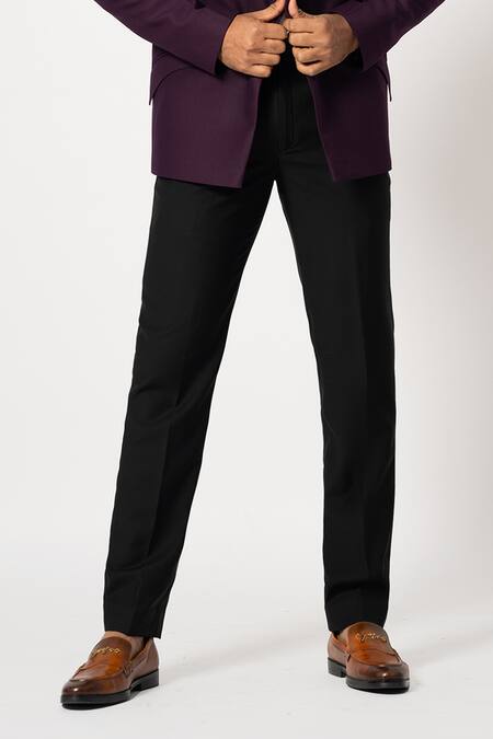 Yoseba_Wine Polyester Embroidery Sangria Grammy Blazer With Trouser _Online_at_Aza_Fashions