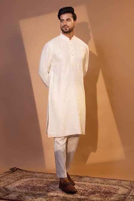 Buy Yoseba Ivory Bamboo, Cotton Embroidery Grace Kurta And Pant Set Online at Aza Fashions Buy_Yoseba_Ivory Bamboo, Cotton Embroidery Grace Kurta And Pant Set _Online_at_Aza_Fashions