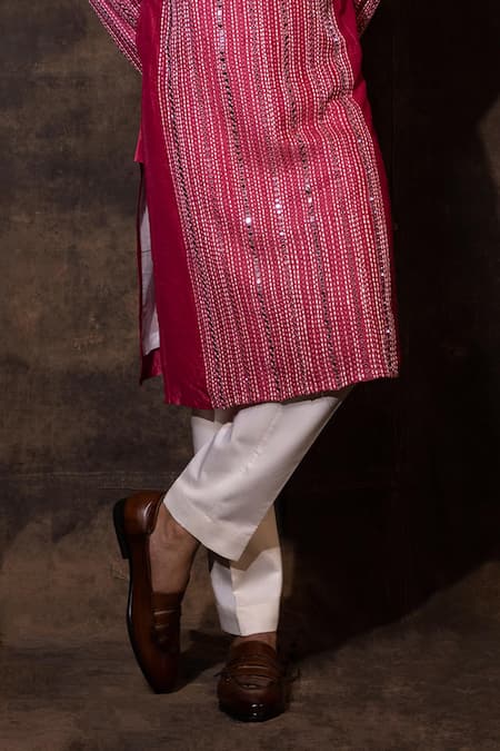 Buy Yoseba Red Bamboo, Cotton Mirrors, Gulabi Glamour Thread Work Kurta And Pant Set Online at Aza Fashions Buy_Yoseba_Red Bamboo, Cotton Mirrors, Gulabi Glamour Thread Work Kurta And Pant Set _Online_at_Aza_Fashions