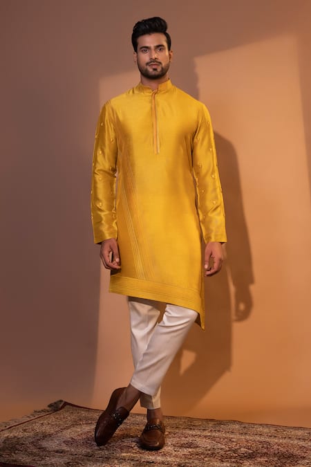 YOSEBA Peeli Palak Linear Embroidered Kurta & Pant Set 