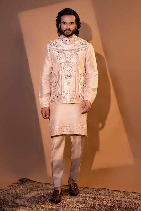 YOSEBA Sovereign Thread & Sequin Embroidered Bundi Kurta Set 