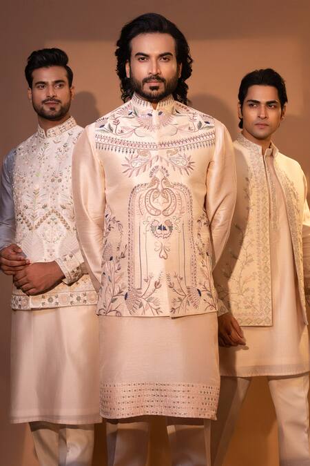 Shop Yoseba Pink Linen, Satin, Cotton Sequins, Embroidery Blush Thread And Bundi Set Online at Aza Fashions Shop_Yoseba_Pink Linen, Satin, Cotton Sequins, Embroidery Blush Thread And Bundi Set _Online_at_Aza_Fashions