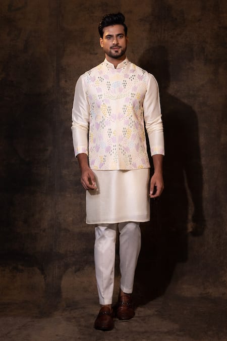 YOSEBA Paradise Embroidered Nehru Jacket Kurta Set 