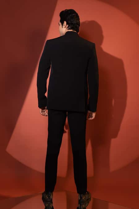 Yoseba Triangle Motif Embroidered Bandhgala With Trouser 