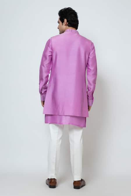 Shop Yoseba Purple Bamboo, Cotton Cut Work, Embroidery Nehru Jacket Set at Aza Fashions Shop_Yoseba_Purple Bamboo, Cotton Cut Work, Embroidery Nehru Jacket Set _at_Aza_Fashions