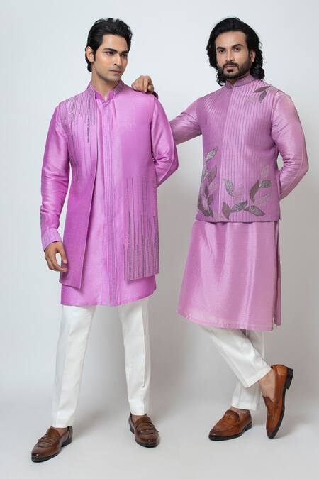Yoseba Purple Bamboo, Cotton Cut Work, Embroidery Nehru Jacket Set Online at Aza Fashions Yoseba_Purple Bamboo, Cotton Cut Work, Embroidery Nehru Jacket Set _Online_at_Aza_Fashions