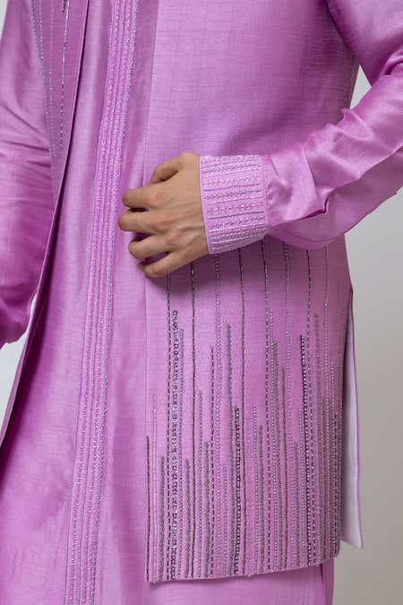 Buy Yoseba Purple Bamboo, Cotton Cut Work, Embroidery Nehru Jacket Set Buy_Yoseba_Purple Bamboo, Cotton Cut Work, Embroidery Nehru Jacket Set