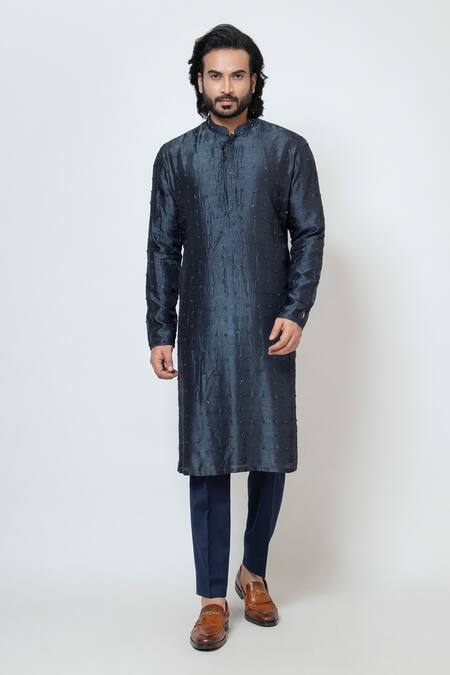 Yoseba Blue Bamboo, Cotton Cut Work, Embroidery Midnight Sky Kurta With Pant Online at Aza Fashions Yoseba_Blue Bamboo, Cotton Cut Work, Embroidery Midnight Sky Kurta With Pant _Online_at_Aza_Fashions