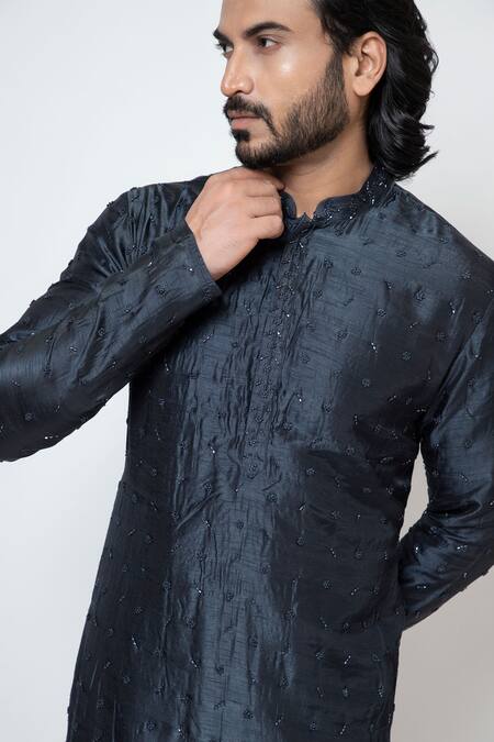 Yoseba Blue Bamboo, Cotton Cut Work, Embroidery Midnight Sky Kurta With Pant at Aza Fashions Yoseba_Blue Bamboo, Cotton Cut Work, Embroidery Midnight Sky Kurta With Pant _at_Aza_Fashions