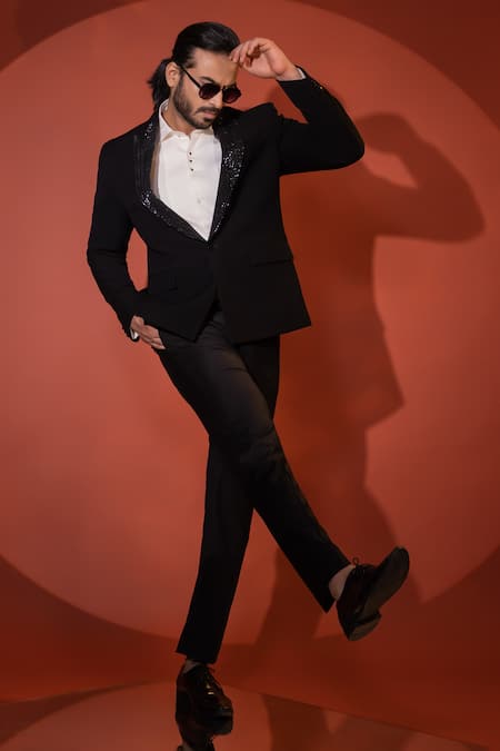 Yoseba Placement Embellished Collar Blazer With Trouser 