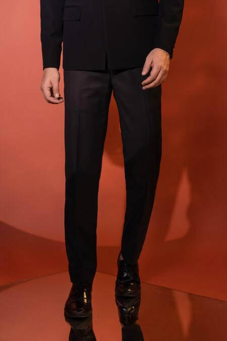 Yoseba Black Polyester Sequins Placement Embellished Collar Blazer With Trouser Online at Aza Fashions Yoseba_Black Polyester Sequins Placement Embellished Collar Blazer With Trouser _Online_at_Aza_Fashions