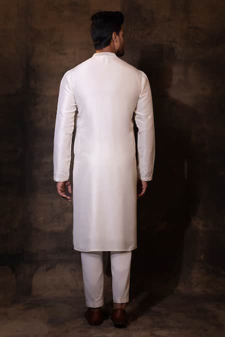 Shop Yoseba Ivory Bamboo, Cotton Mirrors Sheesh Mahal Embroidered Kurta With Pant at Aza Fashions Shop_Yoseba_Ivory Bamboo, Cotton Mirrors Sheesh Mahal Embroidered Kurta With Pant _at_Aza_Fashions