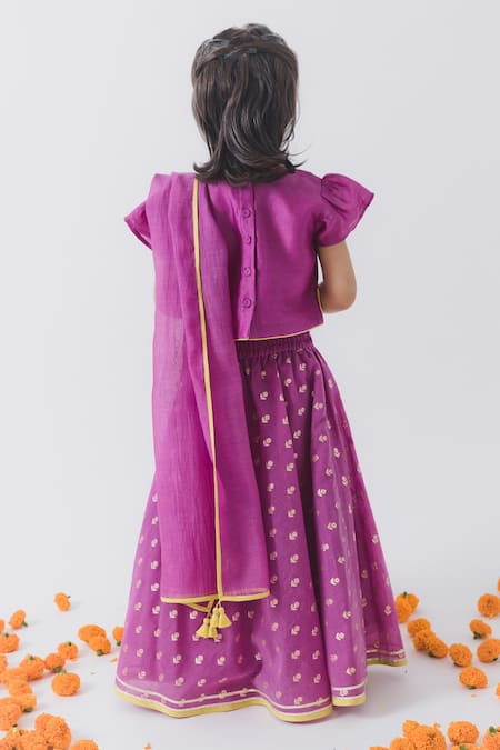 BOTEH Purple Floral Embroidered Lehenga Set 