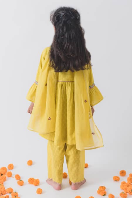 BOTEH Yellow Thread Embroidered Kurta Set 