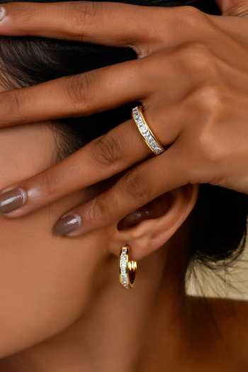 Arvino_Gold Plated Crystals Classic Facet Cubic Zirconia Embellished Earrings _at_Aza_Fashions