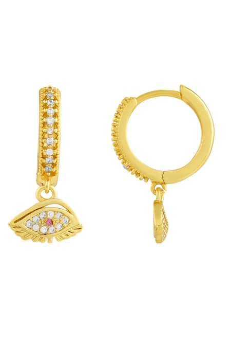 Buy_Arvino_Gold Plated Stones Evil Eye Charm Earrings _Online_at_Aza_Fashions