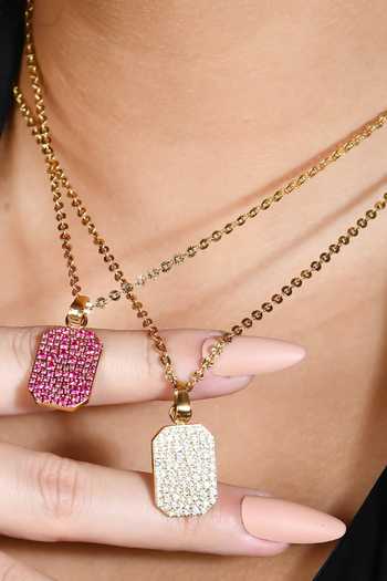 Arvino Gold Plated Crystal Bullion Embellished Pendant Necklace Online at Aza Fashions Arvino_Gold Plated Crystal Bullion Embellished Pendant Necklace _Online_at_Aza_Fashions