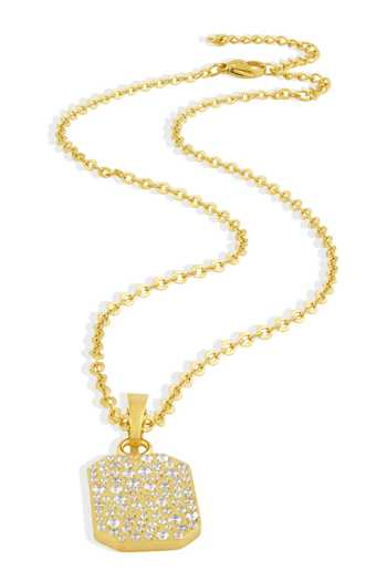 Shop Arvino Gold Plated Crystal Bullion Embellished Pendant Necklace Online at Aza Fashions Shop_Arvino_Gold Plated Crystal Bullion Embellished Pendant Necklace _Online_at_Aza_Fashions