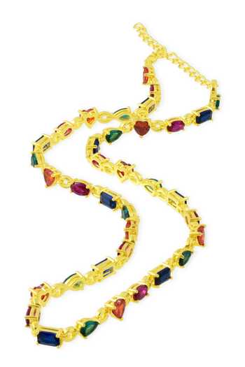 Arvino Gold Plated Crescendo Stone Embellished Necklace  3