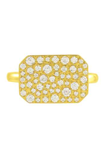 Arvino_Gold Plated Crystals Bullion Finery Ring _Online_at_Aza_Fashions